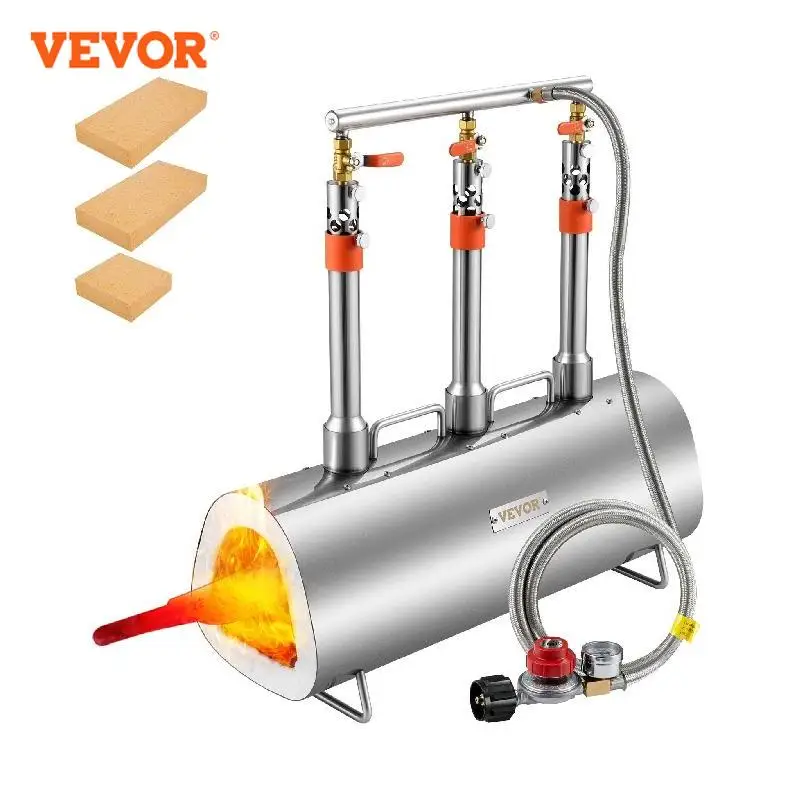 VEVOR Propane Forge Portable 2/3 Burner Tool and Knife Making Large Capacity Blacksmith Farrier Forges Furnace Blacksmithing