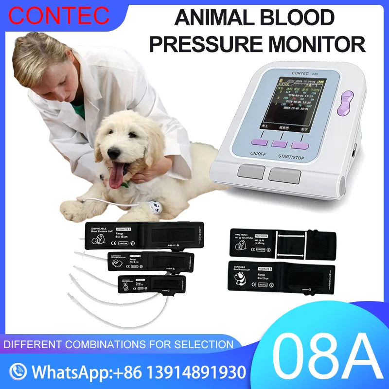 Moniteur électronique vétérinaire de tension artérielle avec écran couleur, test NIBP SPO2, CONTEC08A-VET, avec logiciel PC pour chiens, chats, chevaux