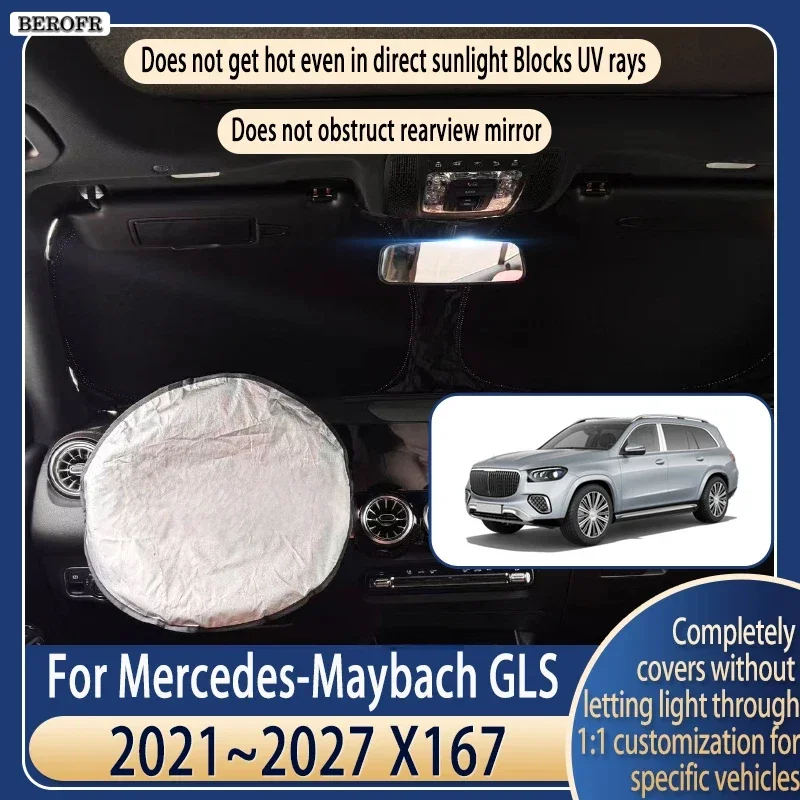 Steering wheel Car Sun Visor For Mercedes-Maybach GLS 2021~2027 2026 X167 Summer Cooling Accessories Front Windshield Sunshade