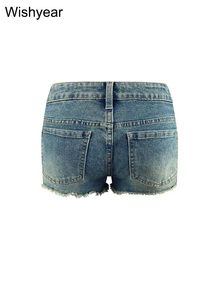 Fashion Lace-Up Bandage Blue Stretch Denim Shorts for Women Summer Casual Skinny  Short Jeans Sexy Beach Night Club Outfits