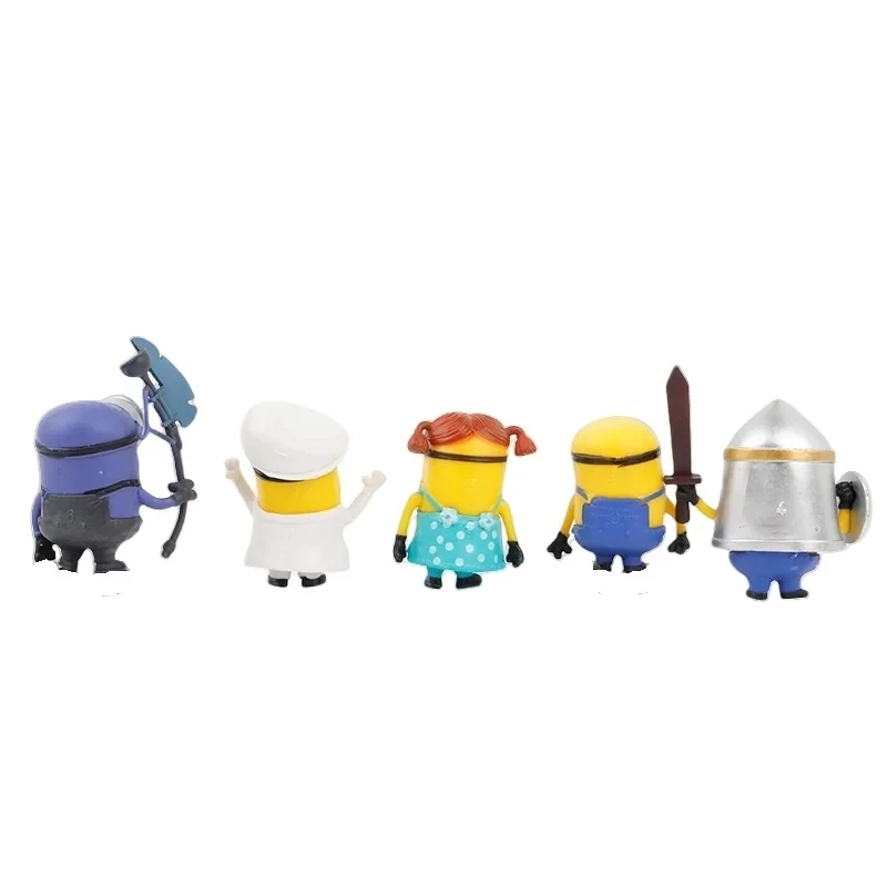 Capsule toys 10Pcs/Set Miniones Kevin Bob Gru 3D Eye Despicable Miniones with weapon Action Figures Toys for kids Birthday Gifts