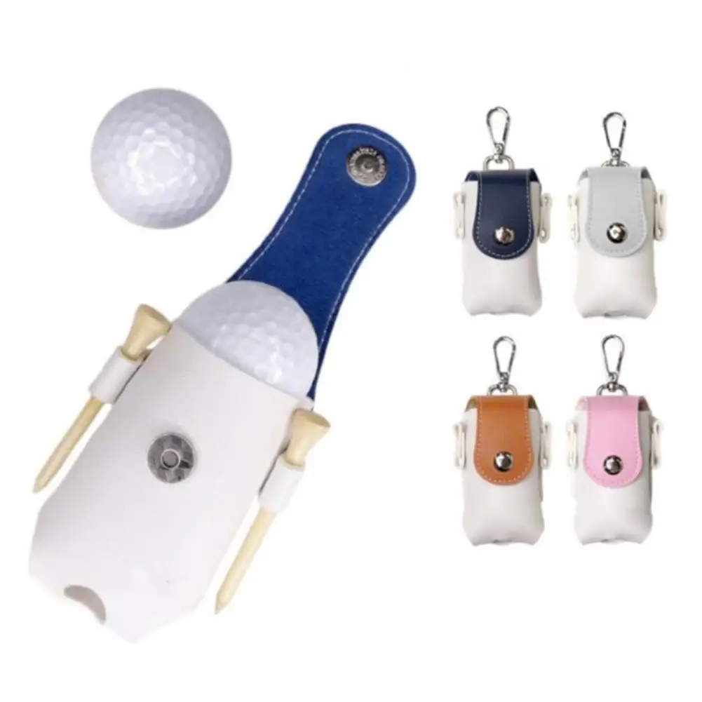 Golf Storage Bag Clasp Faux Leather Hang on Waist Golf Ball Storage Pouch with Metal Buckle Golf Belt Holder Bags