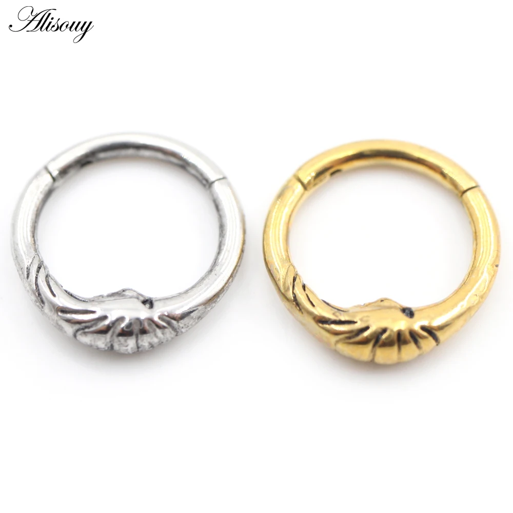 1PC Stainless Steel Twist Skull Bow Heart Moon Zircon Nose Ring Ear Captive Tragus Cartilage Helix Hoop Earring Piercing Jewelry