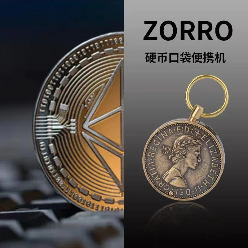 Zorro New Retro Coin Keychain Gasoline Kerosene Lighter Collection Smoking Igniter Funny Gadgets Exquisite Gifts Portable Cute