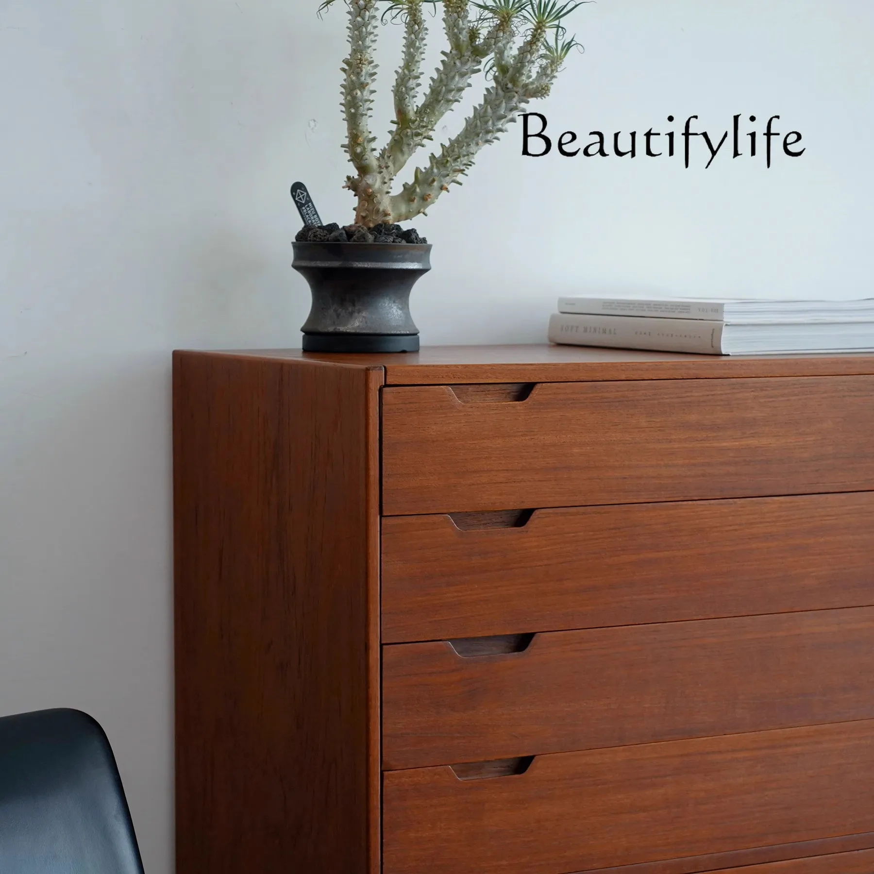 Modern Minimalist Mid-Ancient Six Bucket Cherrywood Storage Storage Chest of Drawer Retro Chest of Six Drawers