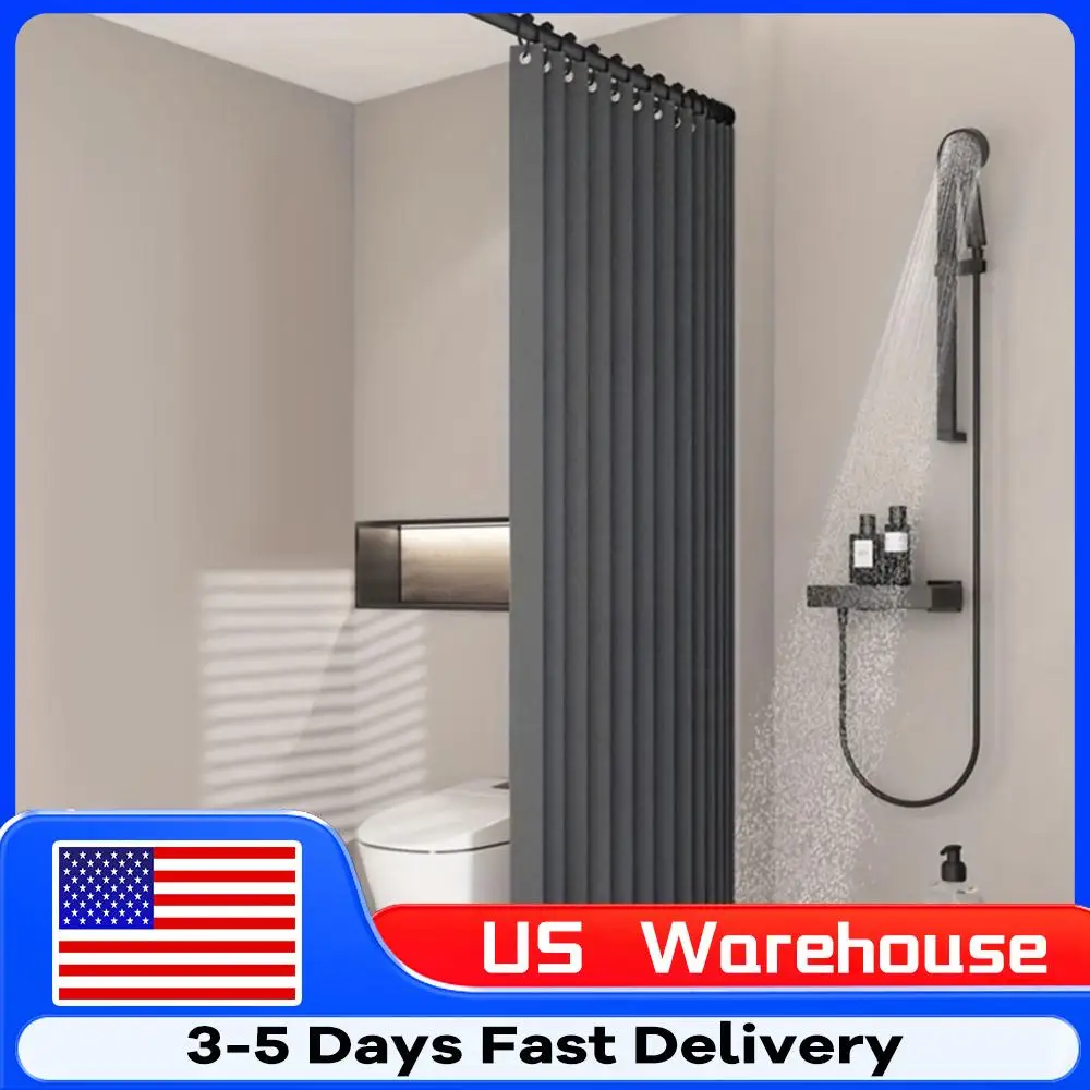 

Foldable Magnetic Bath Curtain Waterproof Bathroom Curtain with 14 Hooks Privacy Bathroom Divider for Bathroom