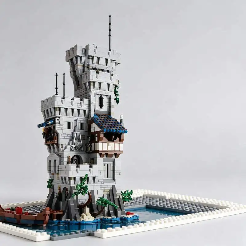 2575PCS MOC Medieval Castle Knight Outpost Fortress Model Building Blocks Creative DIY Assembly Collection Display Toy Gift