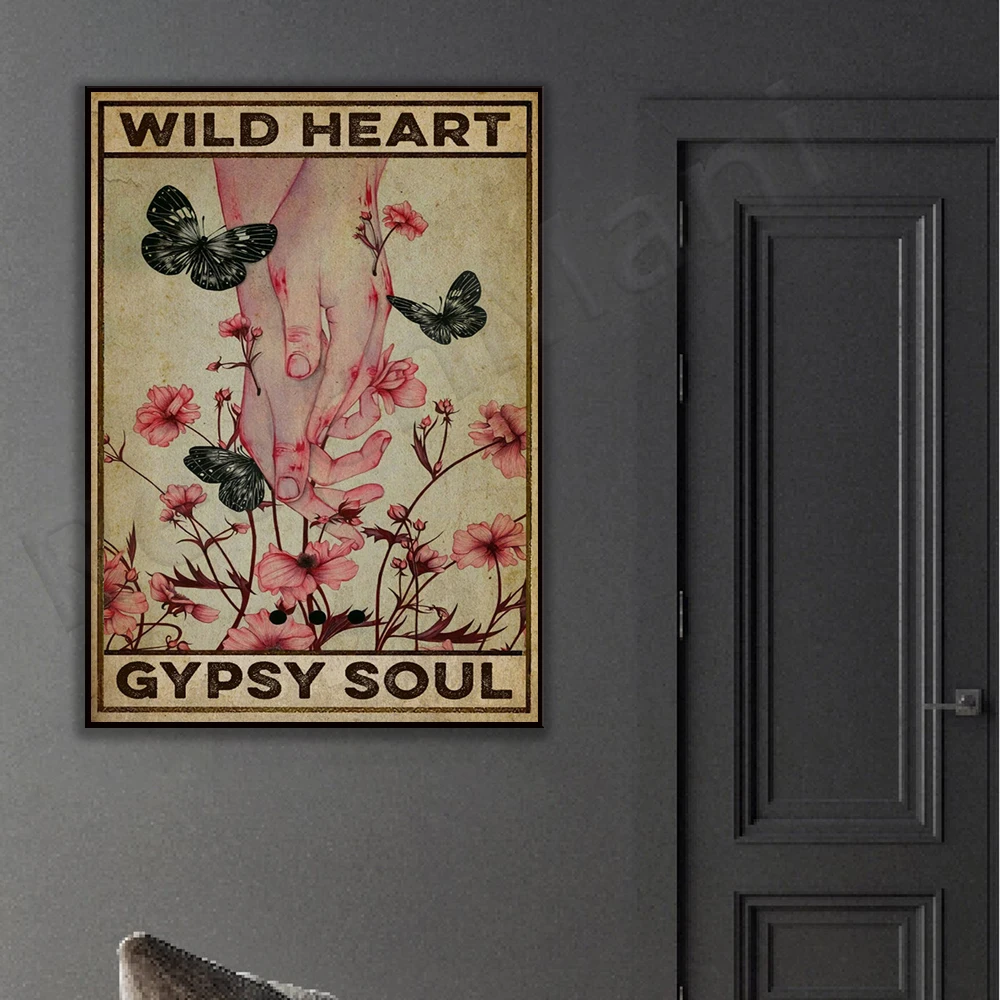 Ambition Gypsy Soul Retro Poster, Hippie Retro Poster Gardening Retro Poster, Girl Gardening Poster, Plant Lover Poster