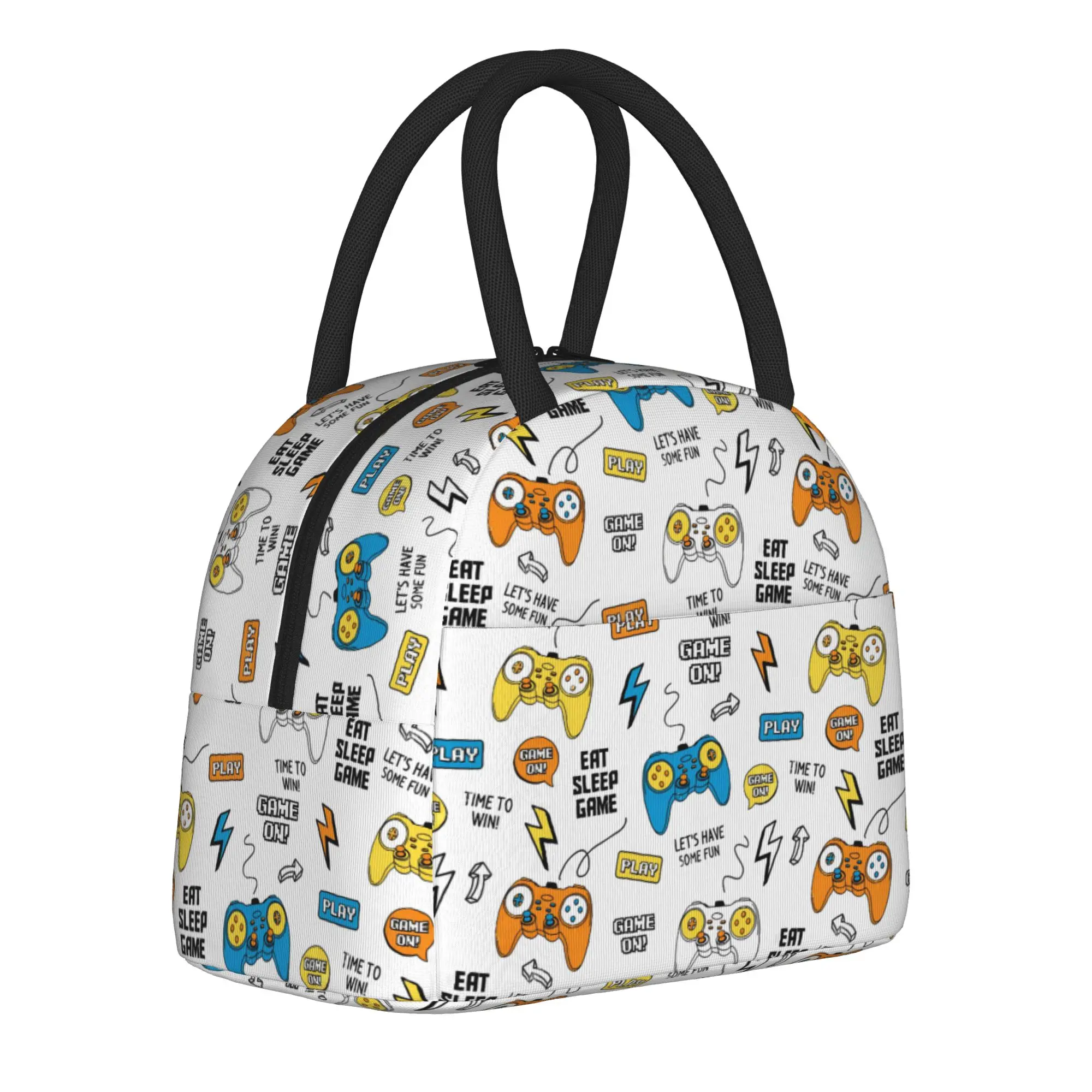 Video Game Gaming Controller Insulated Lunch Bag Cooler Bag Reusable,Meal Container  High Capacity Tote Lunch Box Bento Pouch