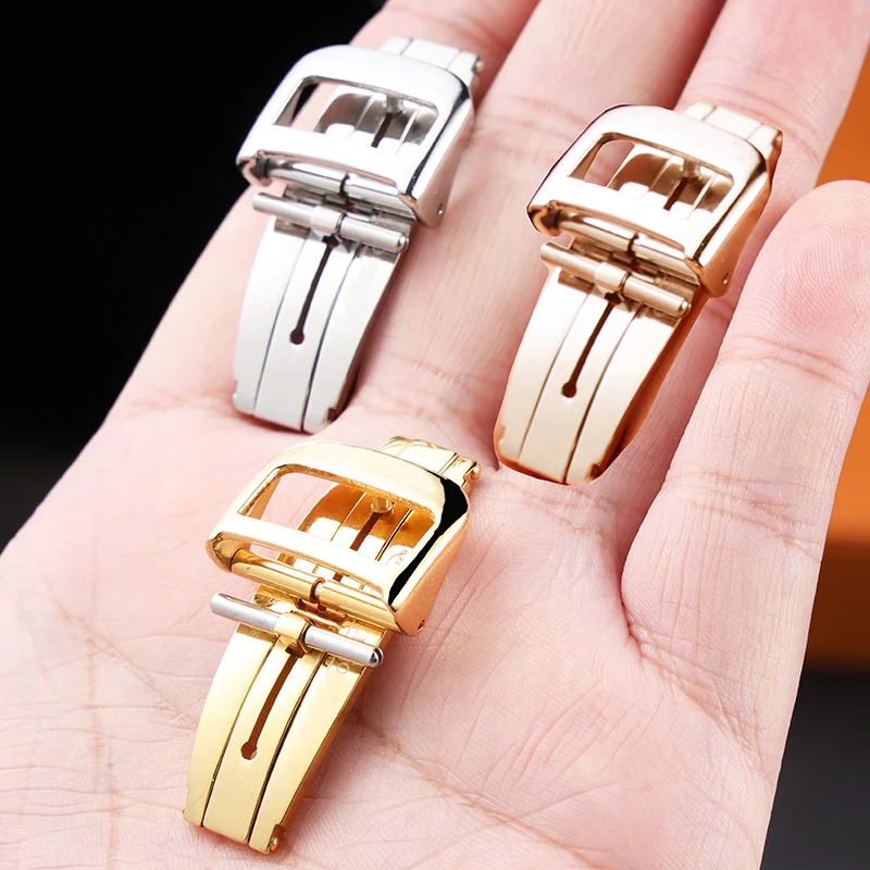 Stainless Steel Folding Watch Buckle for Jaeger-LeCoultre Watch Double Button Butterfly Clasp 16mm/18mm Watch Accessories