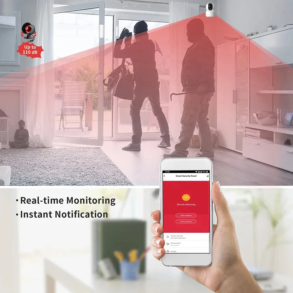Tuya WiFi Siren Alarm System Wireless Loud Sound Alert Siren Kit Smart Life Siren Compatible With Alexa Google For Home Security