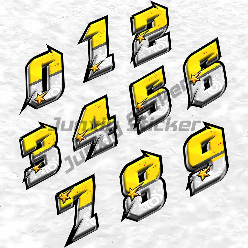 Number Stickers 0123456789 Motorcycle Stickers Motorbike Fuel Tank Fairing Waterproof Vinyl Decals DIY Scooter Body Decoration