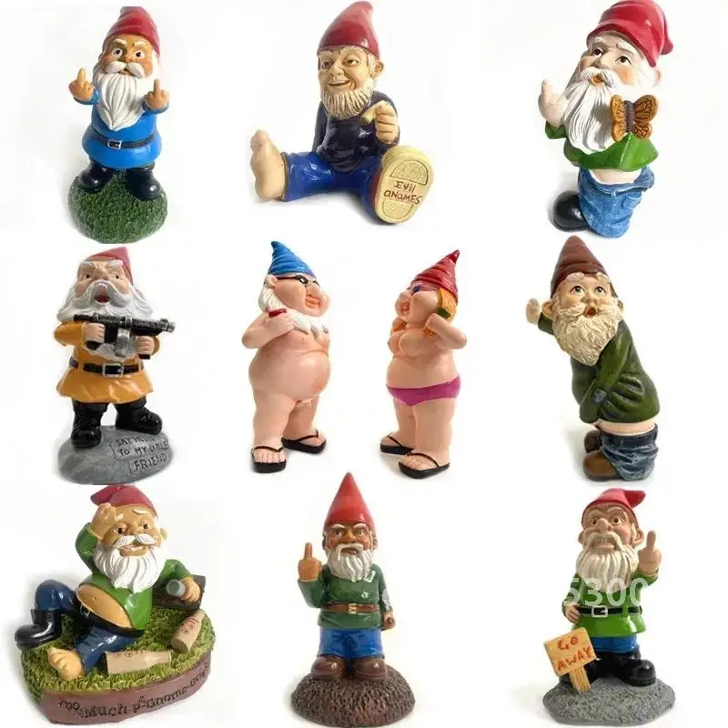 Garden Funny Figure Statue Decoration Naughty Goblin Resin Gnome Dwarf Christmas for Lawn Grass Sculpture Ornament