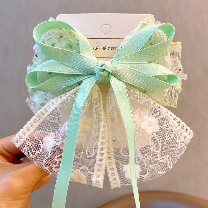 

1 Pcs Women's Hair Clips Floral Bow Cute Kawaii Sweet Girl's Barrettes Ribbon Lace Fashionable Trendy Hair Accessories Children