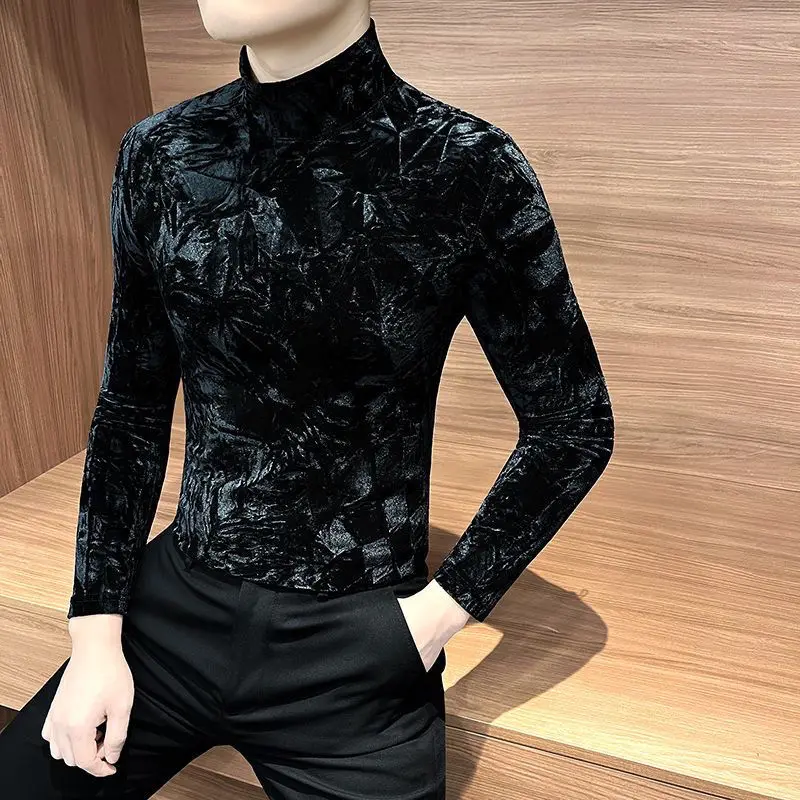 Half High Collar Slim Fit Man Pullovers Quotes Tshirt New Social T Shirt for Men Funny Xxl Sweatshirts Japan Normal Brand Xl Tee