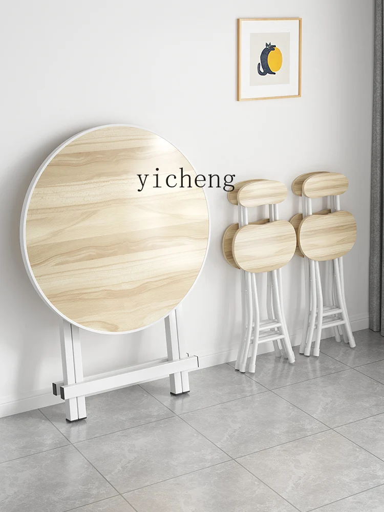 YFY Folding Table Small Apartment Rental Dormitory Dining round Table Household Dining