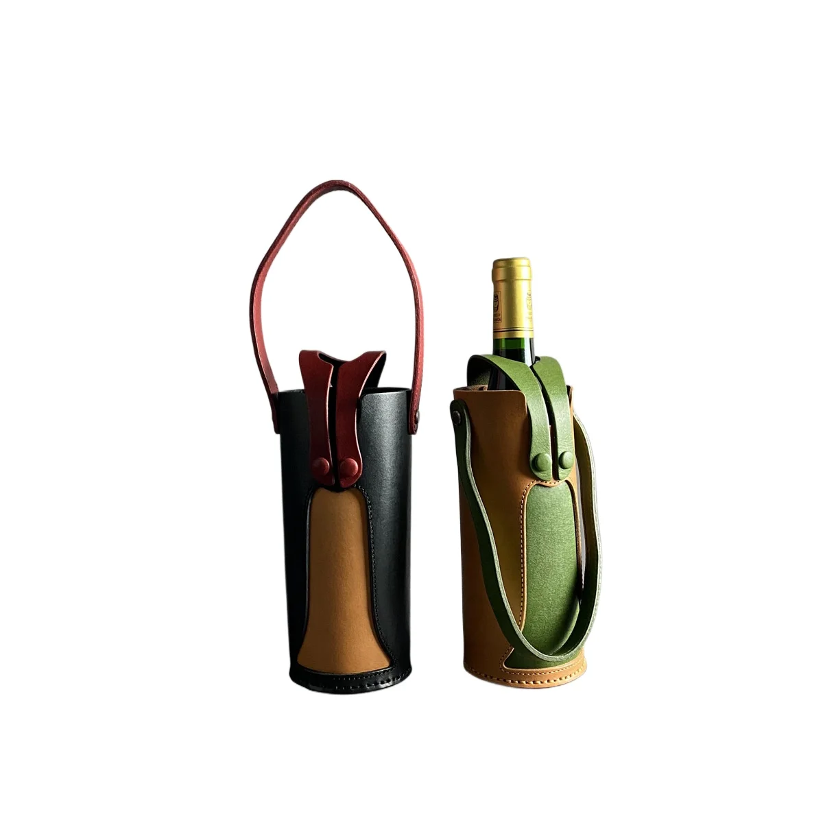 Leather wine single hand holster wine bottle case