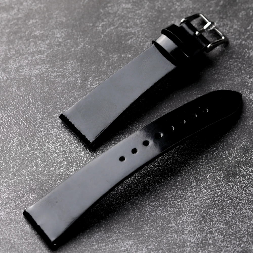 Handmade Head Layer Cowhide Leather Strap 18 20 22MM, Genuine Leather Soft Quick Release, Black Men\'s Bracelet