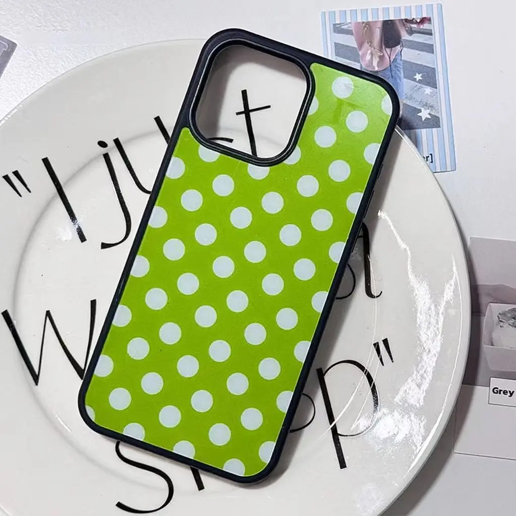 Luxury Ins Candy Color Polka Dot Case Phone Case for iPhone 11 12 13 14 15 16 17 Pro Max  White Wave Point Soft Silicone Cover﻿