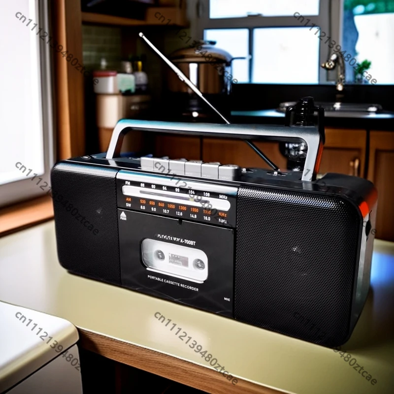 Dual Channel Stereo Rechargeable Cassette Recorder Radio Bluetooth Speaker Support Card Play