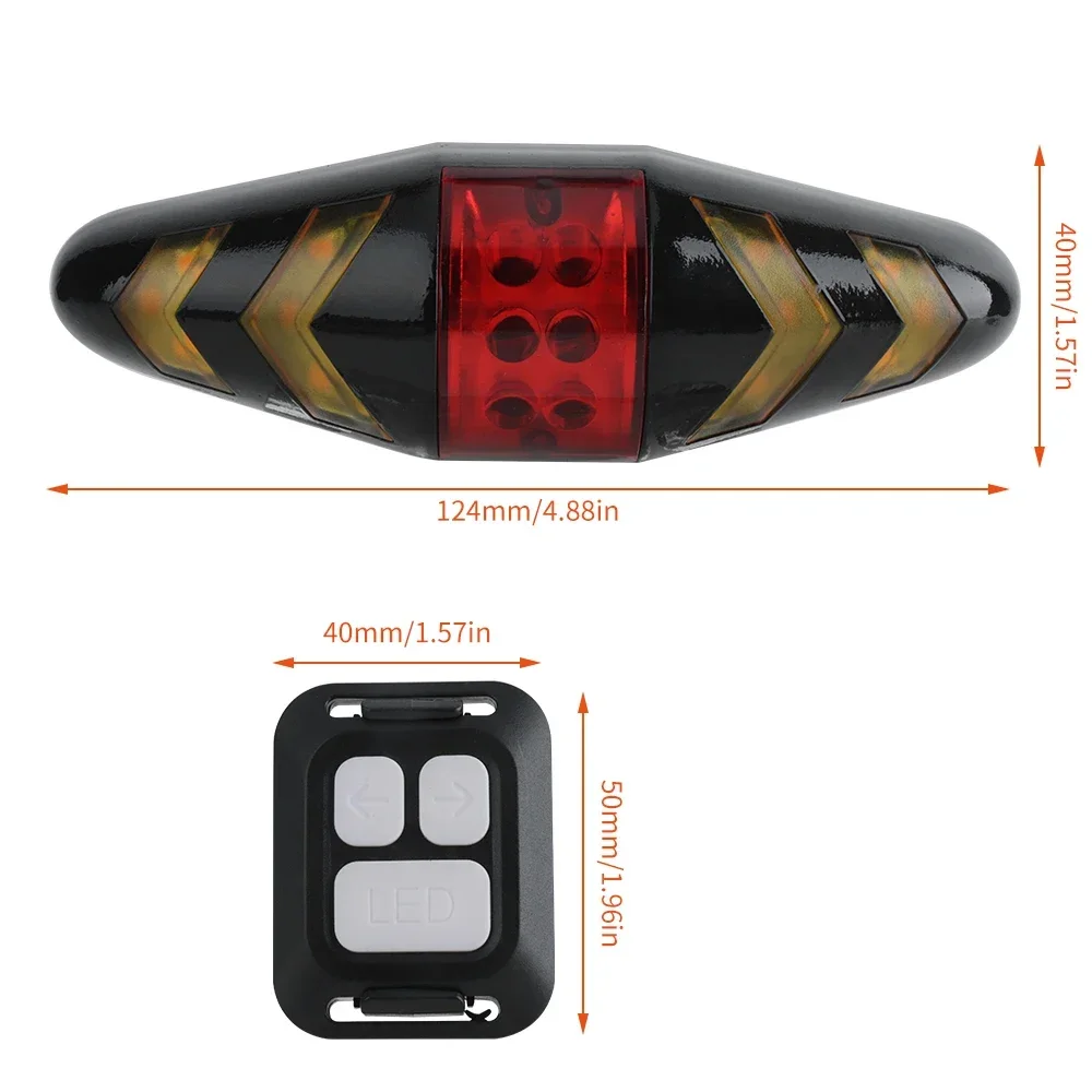 Ciclismo sem fio lâmpada traseira, remoto Turn Signal Lights, bicicleta LED Taillight, carregamento segurança luz de advertência, iluminação exterior