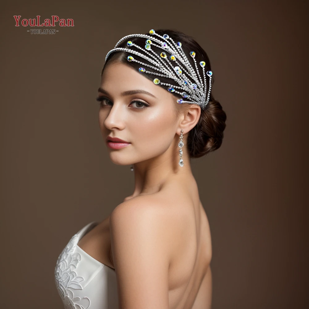 YouLaPan sposa strass cerchio per capelli da sposa accessori per capelli da sposa signore splendido copricapo gioielli per banchetti regalo per