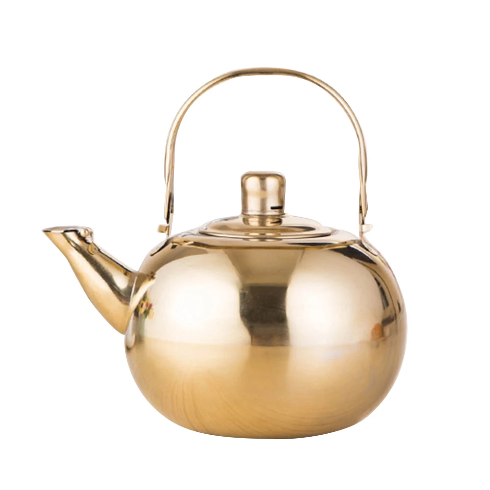 

Stainless Steel Tea Pot 1L Golden Thick Wall Carafe For Coffee Tea Beverage Water Home Office Travel Easy Hold Handle