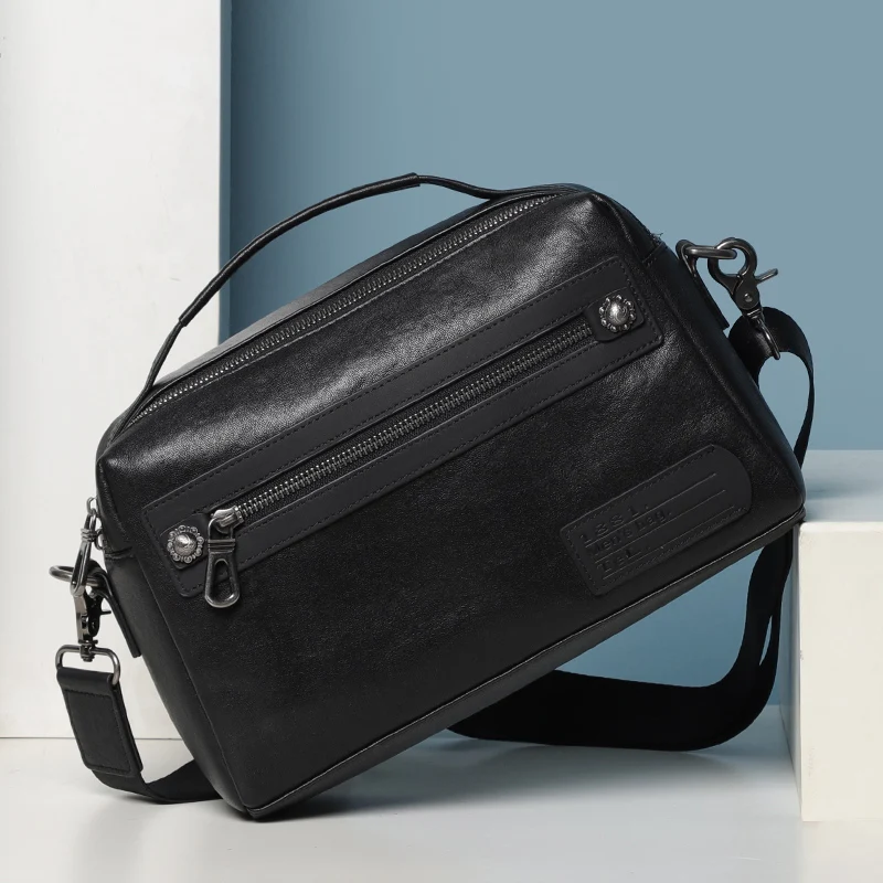 High Quality New Vegetable Tanned Leather Men's Handbag Brand Desgin Genuine Leather Business Shoulder Messenger Bags for Man