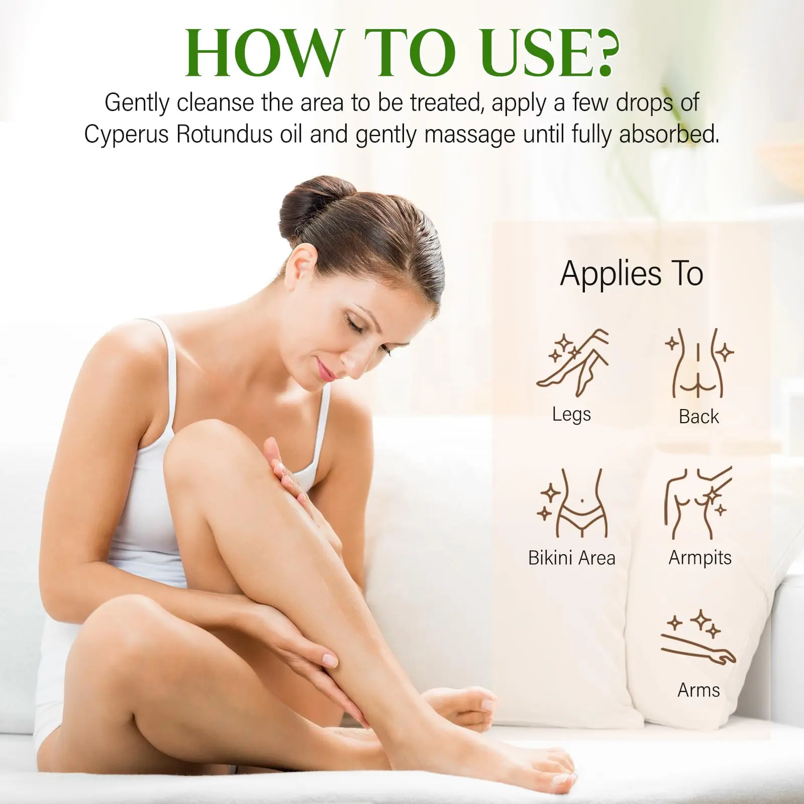 Pure Cyperus Rotundus Oil Post-Hair Removal Care Oil Reducing Armpit Legs Arms Body Hair Inhibitor Smooth Body Skin Hair Removal Oil Post Waxing Shaving Care view 6