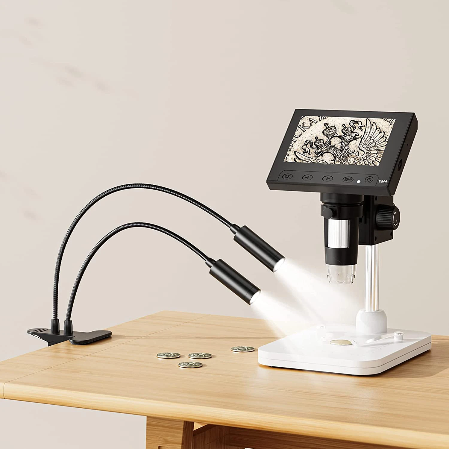 Opqpq USB Dual Gooseneck Led Lights for Microscopes Soldering 360 Adjustable Free Angle Lamp With Flexible Clip Remote Control