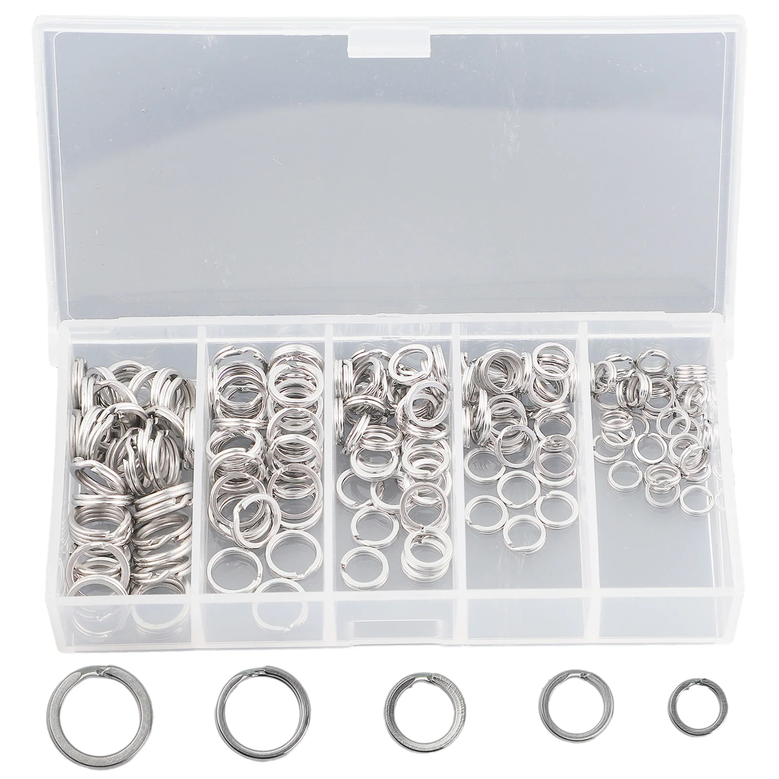 200pcs Stainless Steel Fishing Split Rings Double Loop Connectors Tackle 5 Size Connectors Double Loops Crankbait Accessories