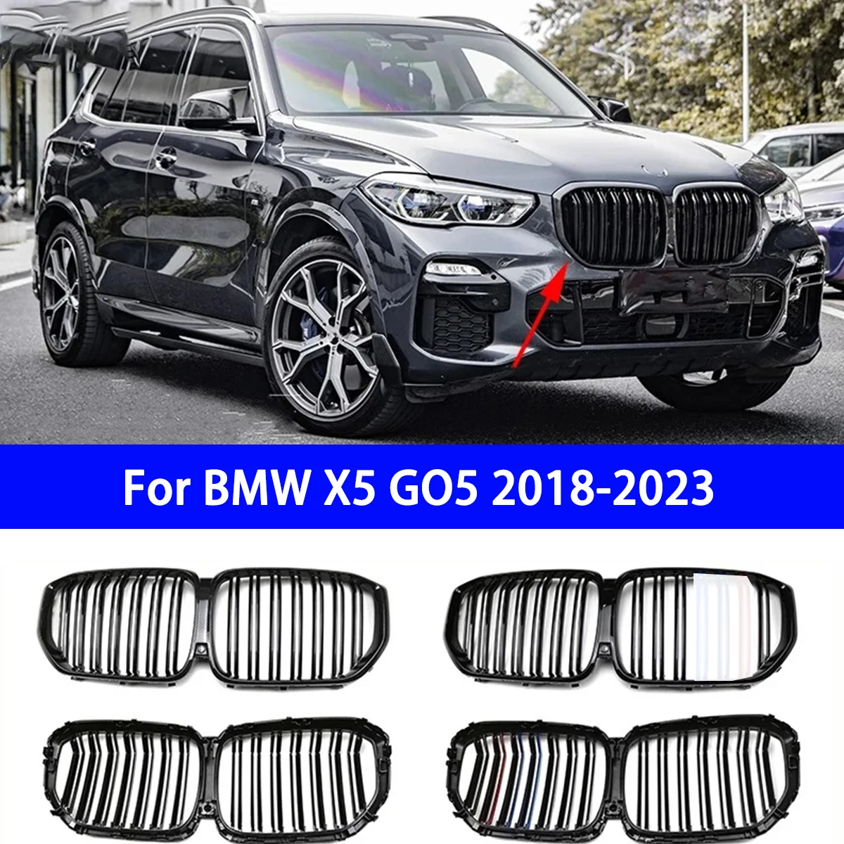 

Suitable for BMW X5 G05 X5M F85 2018-2023 Front Bumper Grille Front Radiator Upgrade M-type Exterior Accessories