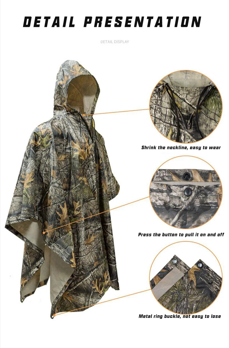 Tactical Raincoat Camping Camo Mountaineering Supplies Adult Poncho Three-in-one Cape Cape Awning Floor Mat