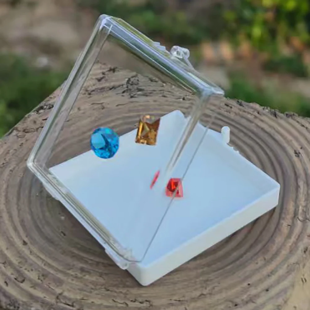 

Adhesive Loose Diamond Storage Box Transparent Gemstone Stone Display Packaging Holder ShowCase Sticky Gems Organizer Box 6Pcs