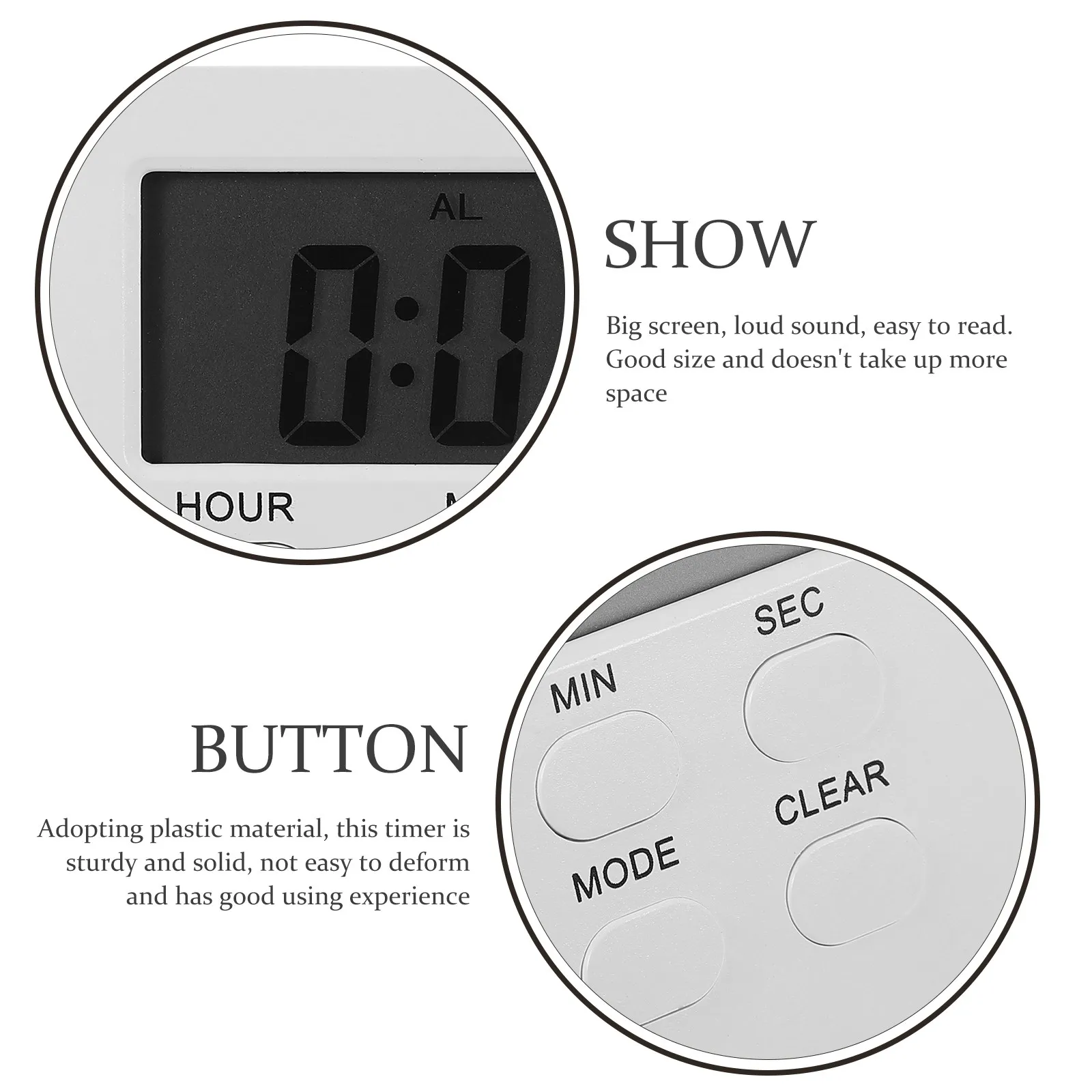 Digital Silent Timer Small Size Clear Display for Kitchen Cooking Baking Classroom Study Exercise Meeting Desk