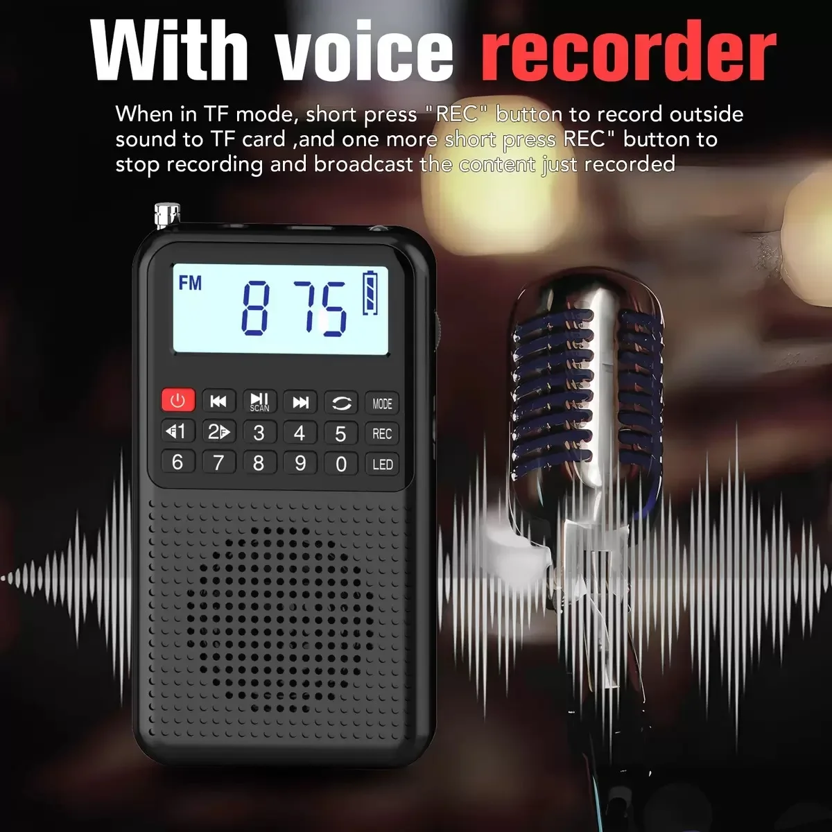 Digital Pocket Slim Portable Mini Fm Radio Music Box Support Voice Recording Function Bluetooth Speaker With SD Memory Card Slot