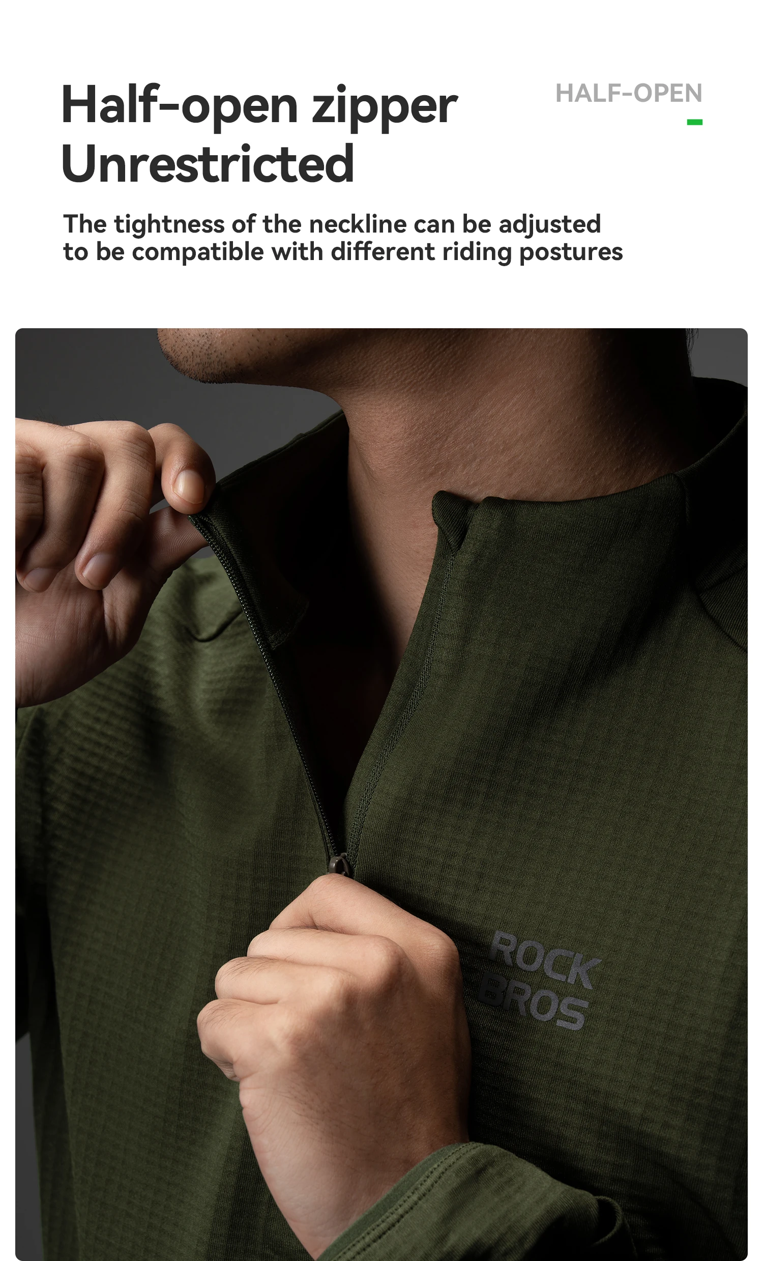 ROCKBROS Fleece Warmes Langarm-Sportshirt Fitness-Oberteil Gym-Shirt Schnelltrocknend Widerstandsfähig Frühling-Herbst-Kleidung Sweatshirt – Detail 5
