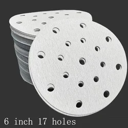 Dry Sanding Disc 6 Inch 17 Hole  Round White Sand Frosted BrushedSheet Car Putty Polishing Spray Paint  Abras