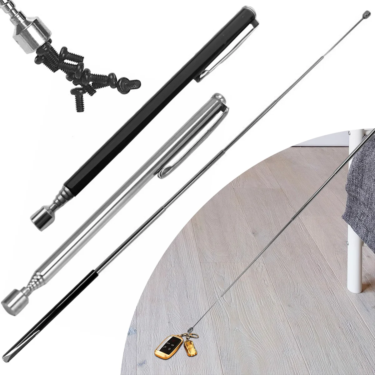 Extendable Telescoping Magnet Pen Pick up Tool 1.5LB Adjustable Mini Magnetic Retrieval Rod Stick for Car Repair Garage Gadget