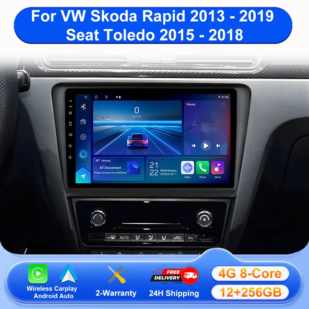 Android 16 Carplay Car Radio For VW Skoda Rapid 2013 2014 2015 2016 2017 2018 2019 Seat Toledo 2015 - 2018 GPS Multimedia Stereo