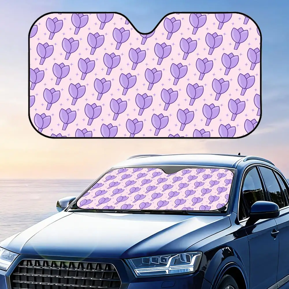 

Cute Cartoon Tulip Sun Visor Reusable Aluminum Foil Car Sunshade UV Protection Heat Insulation Windshield Cover