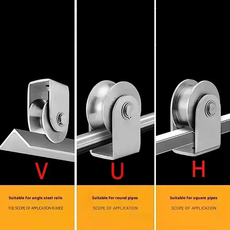 Pulley Roller U V H Type Single Wheel Stainless Steel 360 Degree Rotation Heavy Duty Grooved Block