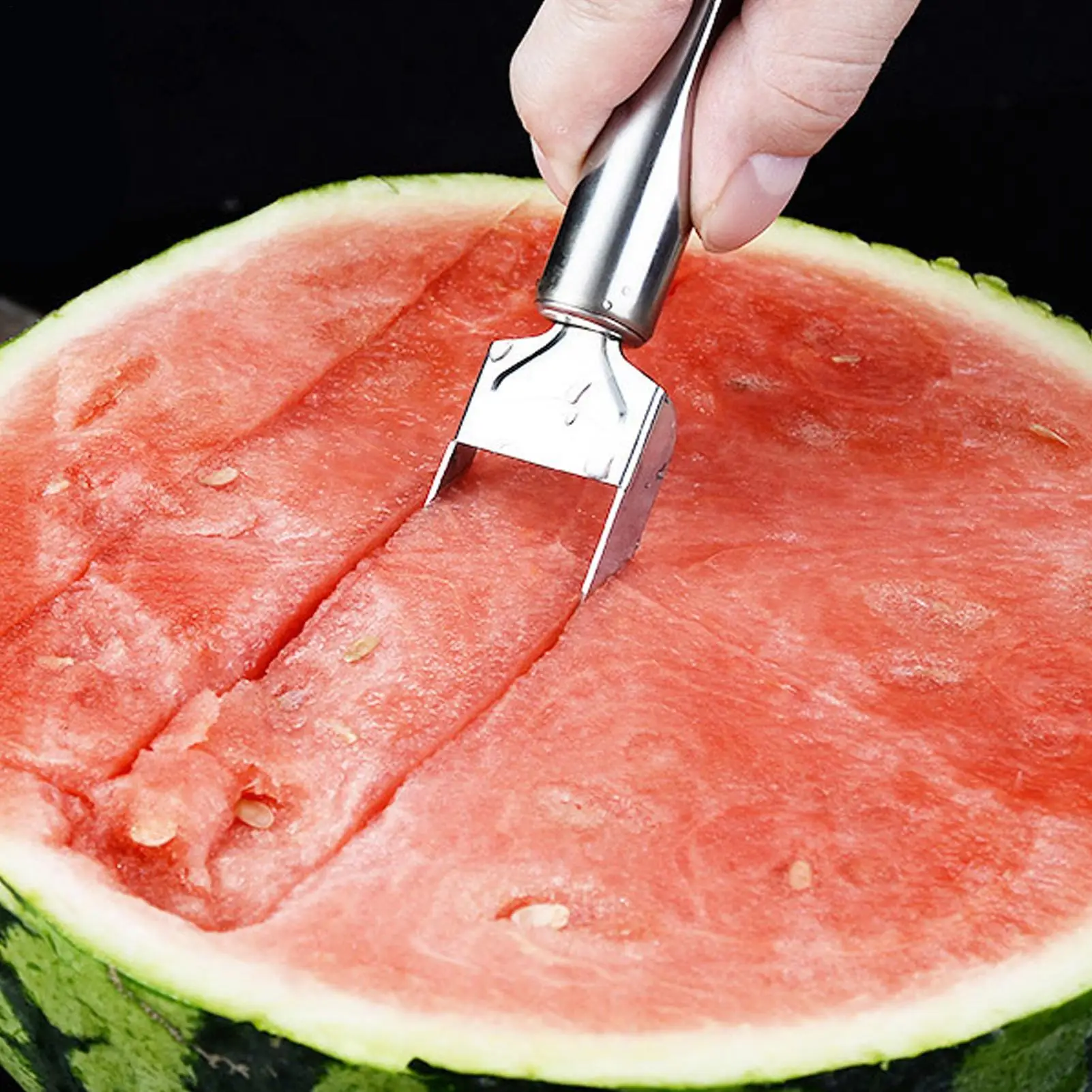 Watermelon Slicer Double Headed Kitchen Fork Stainless Steel Fruit Cutter For Kitchen Home Picnic Barbecue Outdoor Dining