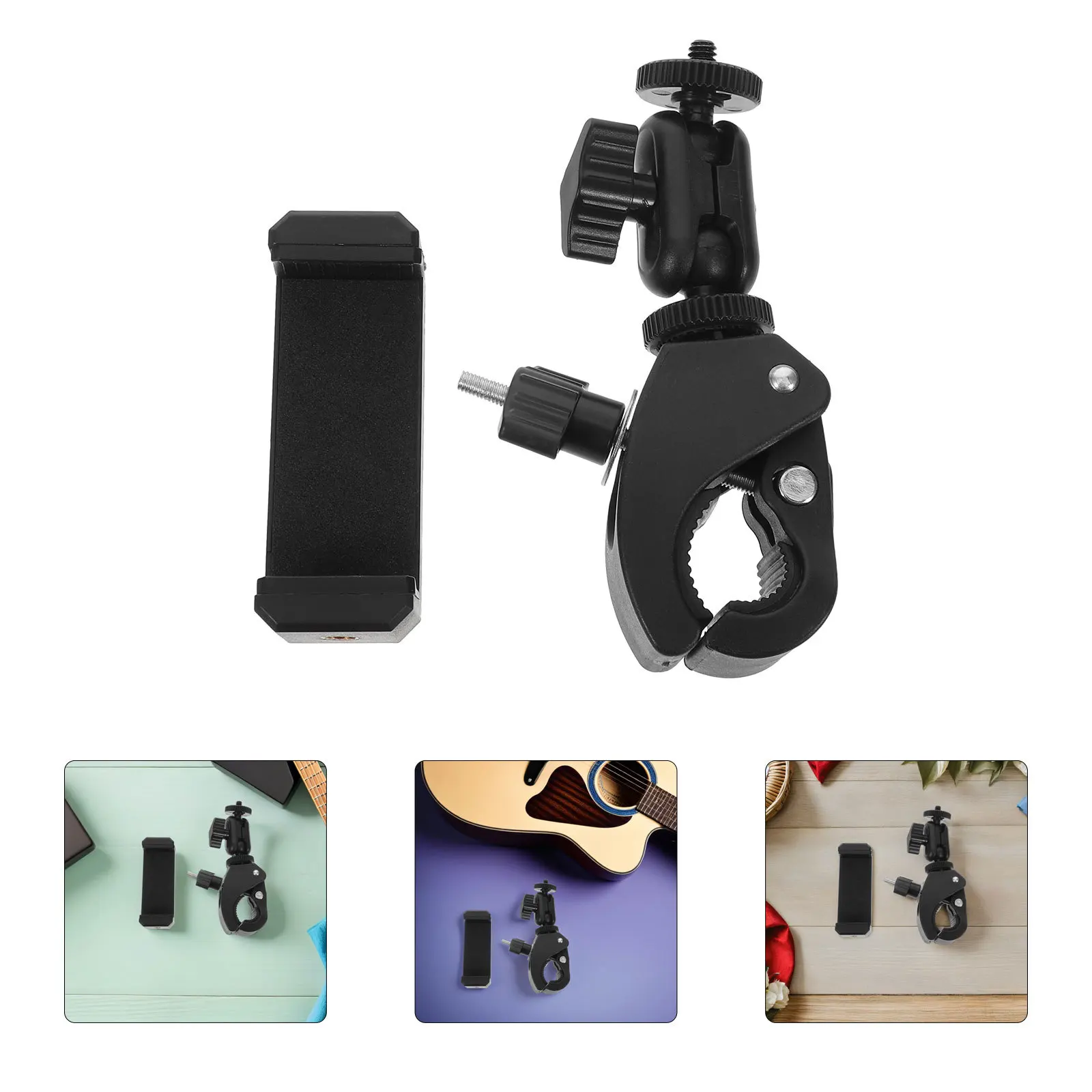 

Clarinet Lyre Phone Holder 4.5-7 Inch Mobile Quick Detach Rotating Clip Secure Fit Lightweight Portable Black Cellphone Stand