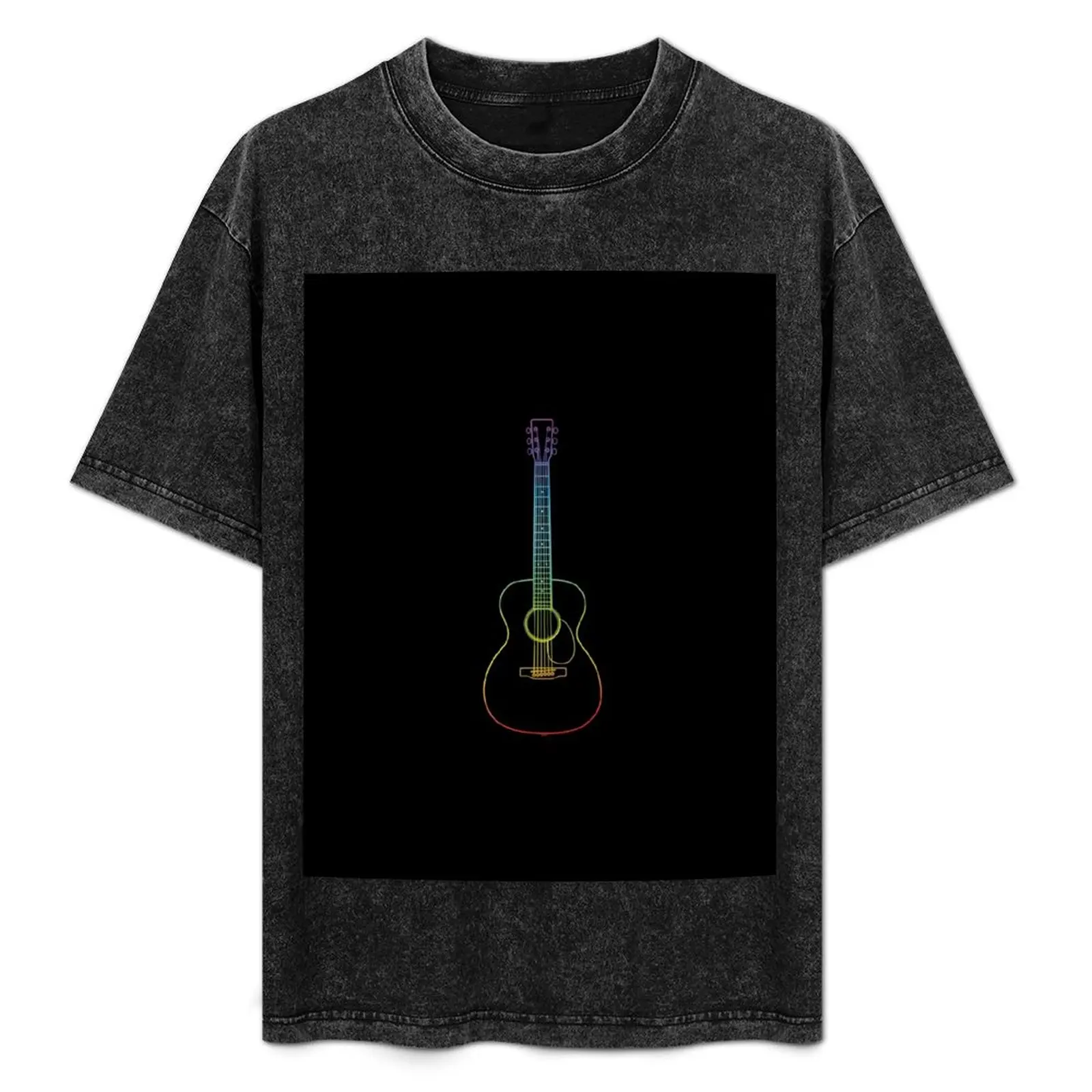 

Concert Style Acoustic Guitar Colorful Outline T-Shirt Thanksgiving Casual Tee
