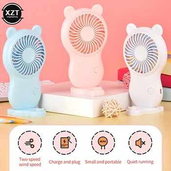 만화 곰 모양 휴대용 미니 팬, 포켓 USB 충전 팬, 여름 에어 쿨러, 야외 여행 팬