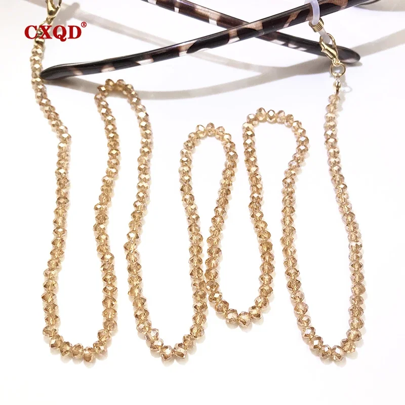 Cadena para gafas de lectura a la moda para mujer, correa para gafas con cuentas, cuerda chapada en Color de 4mm, cordones para gafas de sol informales con collar de regalo