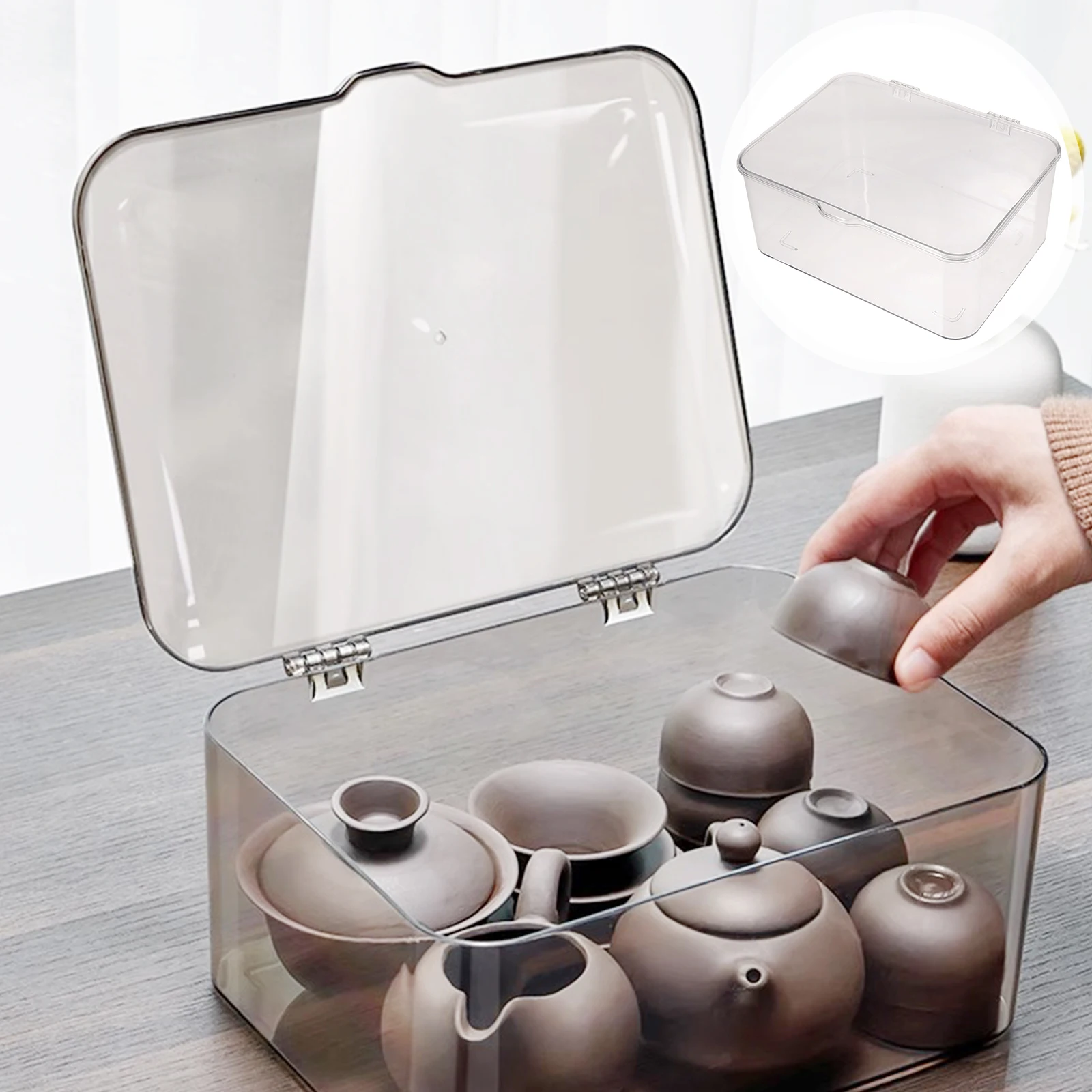

Stackable Storage Boxes Transparent Gray Large Capacity Home ganization Containers Tea Cup Mug Kitchen Bedroom Bath Rack