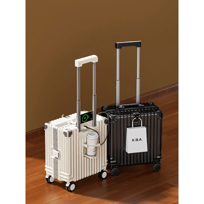 Aluminum frame suitcase, multi-functional universal wheel trolley case 18 boarding seat travel bag 20 inches