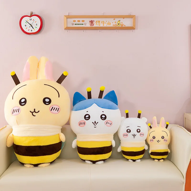 80 سنتيمتر حجم كبير Chiikawa تحويل إلى النحل محشوة بلوشيز الكرتون Hachi Usagi لينة أفخم دمية الأطفال وسادة هدايا عيد الميلاد